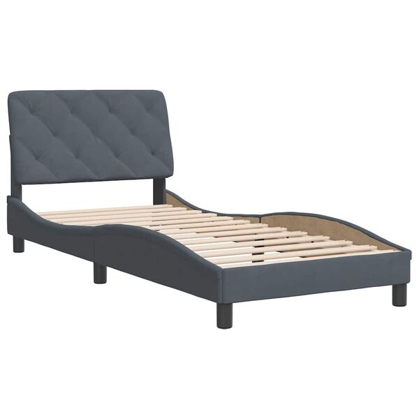 vidaXL Bettgestell ohne Matratze Dunkelgrau 90x200 cm Samt