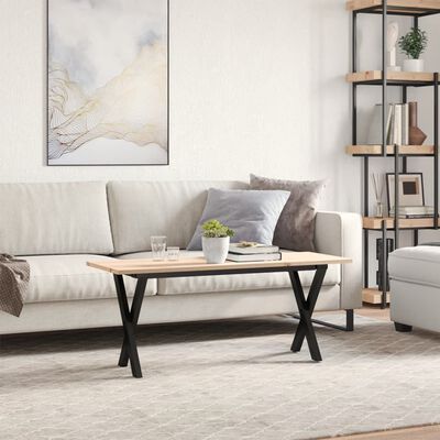 vidaXL Couchtisch X-Gestell 110x40x45 cm Massivholz Kiefer & Gusseisen