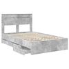 vidaXL Bettrahmen mit Kopfteil Beton Grau 120 x 190 cm Ingenieurs Holz