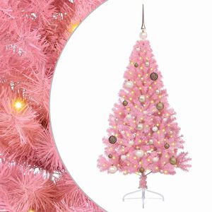 vidaXL K&uuml;nstlicher vorbeleuchteter Weihnachtsbaum Rosa 150 cm PVC