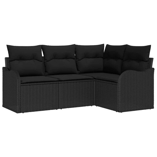 vidaXL Gartensofa-set mit Speicher 4 pcs Schwarz Poly-Rattan