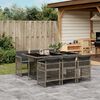 vidaXL 7-tlg. Garten-Essgruppe mit Kissen Grau Poly Rattan