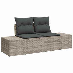 vidaXL Gartensofa mit Kissen Grau 184 x 62 x 69 cm Poly-Rattan