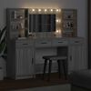 vidaXL Schminktischset mit LED 3 pcs Graues Sonoma Holzwerkstoff