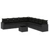 vidaXL 10-tlg. Garten-Sofagarnitur mit Kissen Schwarz Poly Rattan