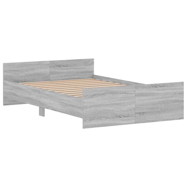 vidaXL Bettgestell mit Kopf- und Fu&szlig;teil Grau Sonoma 120x200 cm