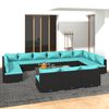 vidaXL 13-tlg. Garten-Lounge-Set mit Kissen Schwarz Poly Rattan