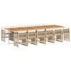 vidaXL 13-tlg. Garten-Essgruppe mit Kissen Beige Poly Rattan