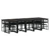vidaXL 15-tlg. Garten-Essgruppe mit Kissen Schwarz Poly Rattan