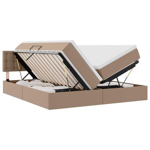 vidaXL Bett mit Stauraum und LED Cappuccino 200 x 200 cm Kunstleder
