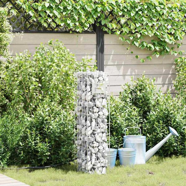 vidaXL Gabionen Wasserhahn Silber 25 x 25 x 100 cm Edelstahl
