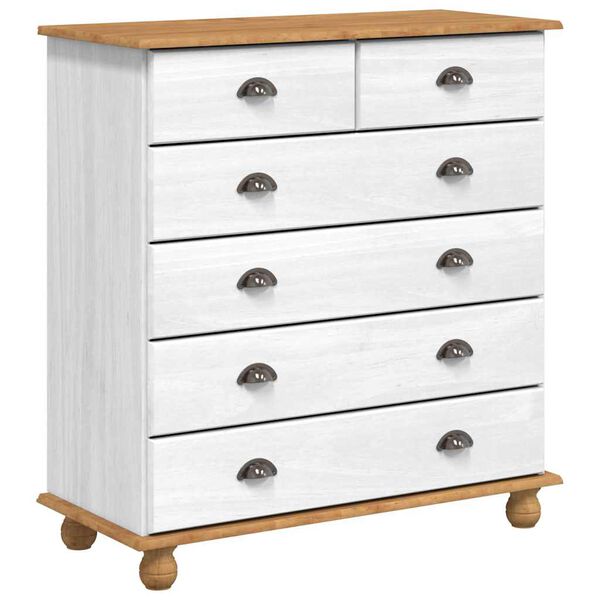 vidaXL Schubladenkommode mit Schubladen ASKIM Wei&szlig; 91 x 40 x 95,5 cm