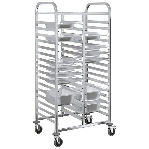 vidaXL Tablettwagen mit 32 GN-Beh&auml;ltern 75x55x162,5 cm Edelstahl
