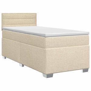 vidaXL Boxspringbett mit Matratze Creme 100 x 200 cm Stoff