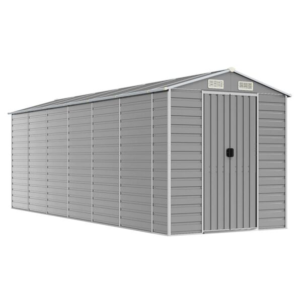 vidaXL Gartenhaus Hellgrau 191 x 555 x 198 cm Verzinkter Stahl