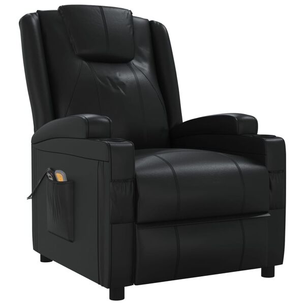 vidaXL Massagesessel mit Aufstehhilfe Schwarz Kunstleder