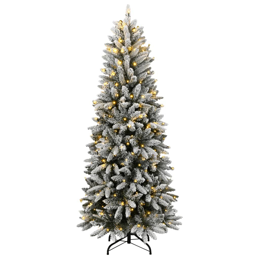 VidaXL Kunst-Weihnachtsbaum 240 Cm Mit LED-Beleuchtung – Verschneit, Klappbar & Mit Ständer. Der Perfekte Christbaum Für Zu Hause!