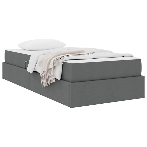 vidaXL Aufbewahrungsbett mit Matratze Dunkelgrau 90 x 190 cm Polyester
