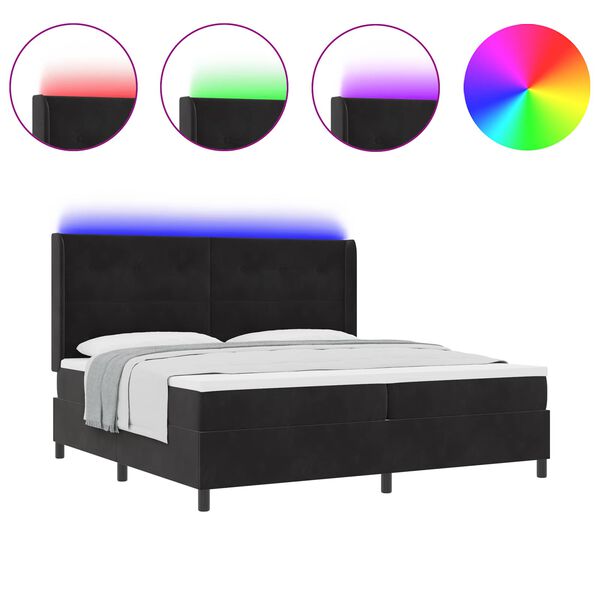 vidaXL Boxspringbett mit Matratze Schwarz 200 x 200 cm Samt