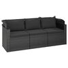 vidaXL 4-tlg. Garten-Sofagarnitur mit Kissen Schwarz Poly Rattan