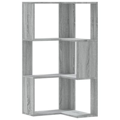 vidaXL Eck-Bücherregal 3 Böden Grau Sonoma 50x50x102 cm Holzwerkstoff