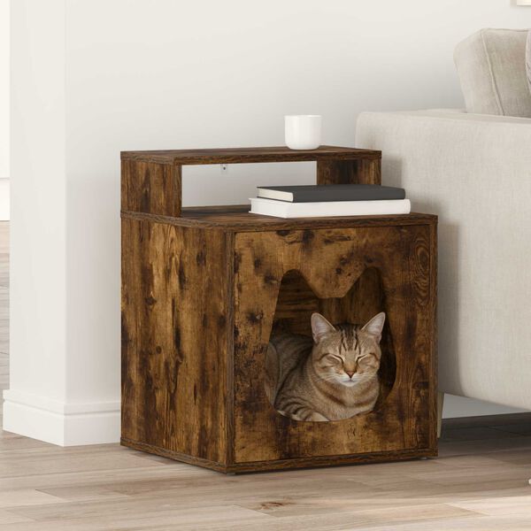 vidaXL Katzenhaus Ger&auml;ucherte Eiche 42,5 x 40 x 53,5 cm Holzwerkstoff