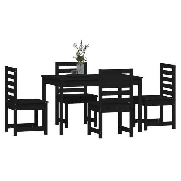vidaXL 5-tlg. Garten-Essgruppe Schwarz Massivholz Kiefer