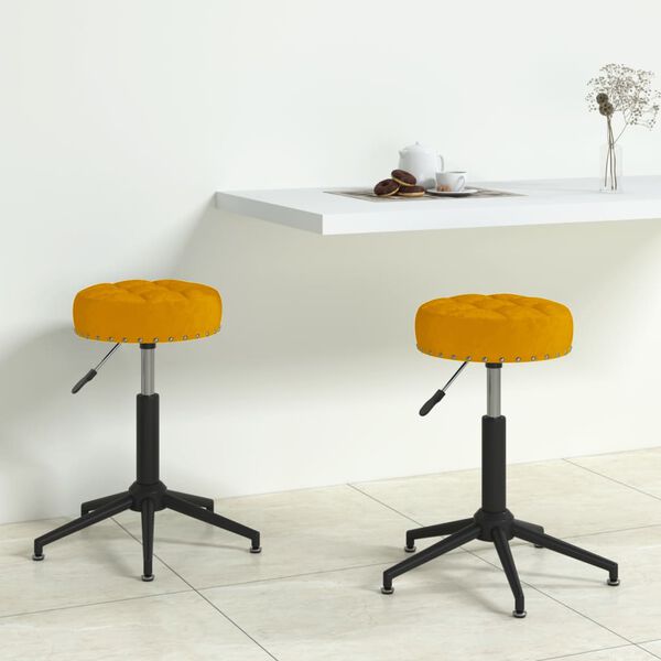 vidaXL Essst&uuml;hle 2 Stk. Drehbar Senfgelb Samt