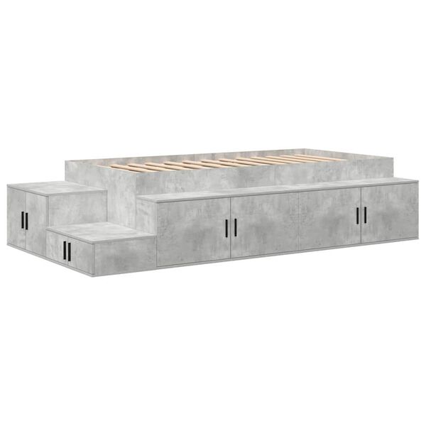 vidaXL Aufbewahrungsbettgestell Beton Grau 90 cm Holzwerkstoff