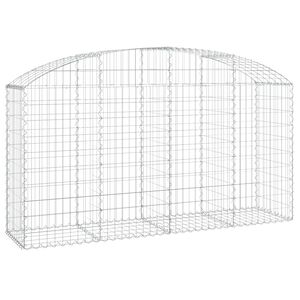 vidaXL Gabione mit Hochbogen 200x50x100/120 cm Verzinktes Eisen