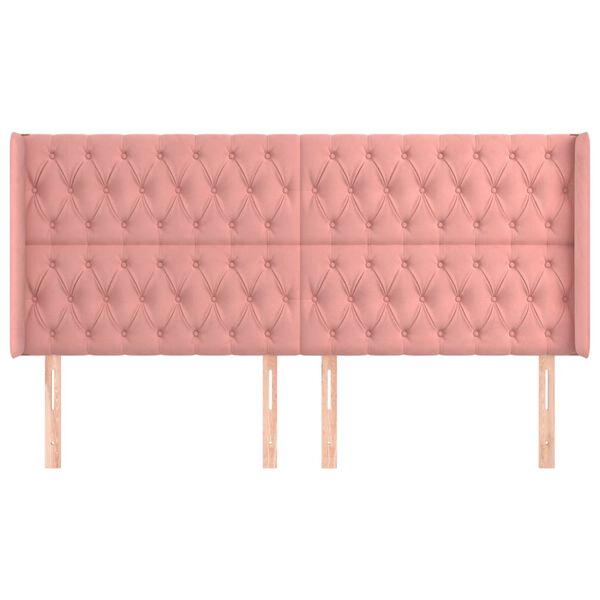 vidaXL Kopfteil mit Ohren Rosa 183x16x118/128 cm Samt