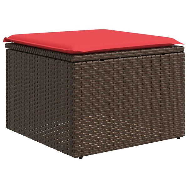 vidaXL 2-tlg. Garten-Sofagarnitur mit Kissen Braun Poly Rattan Akazie