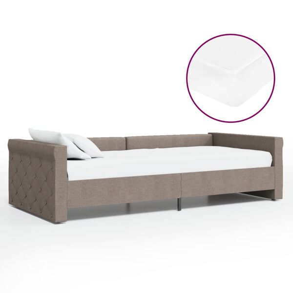 vidaXL Tagesbett mit Matratze USB Taupe Stoff 90x200 cm