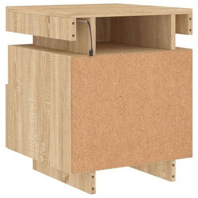 vidaXL Nachttisch mit LED-Leuchten Sonoma-Eiche 40x39x48,5 cm