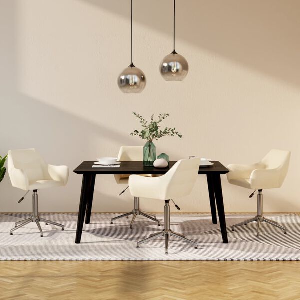 vidaXL Esszimmerst&uuml;hle 4 Stk. Drehbar Creme Stoff