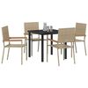 vidaXL Garten Essgruppe mit Kissen 5 pcs Beige Poly-Rattan
