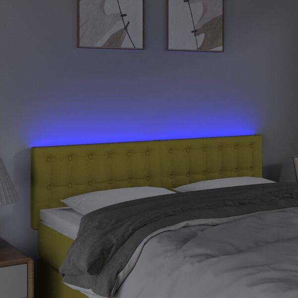 vidaXL LED Kopfteil Gr&uuml;n 144x5x78/88 cm Stoff