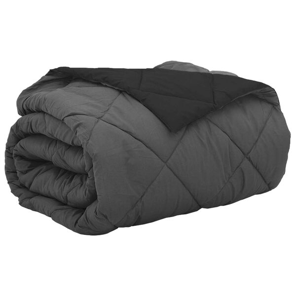 vidaXL Sommerdecke Schwarz und Anthrazit 220 x 240 cm Mikrofaser