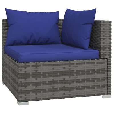 vidaXL 12-tlg. Garten-Lounge-Set mit Kissen Grau Poly Rattan