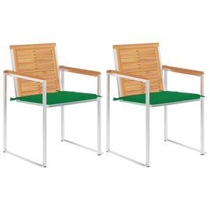 vidaXL Gartenst&uuml;hle mit Kissen 2 Stk. Massivholz Teak und Stahl