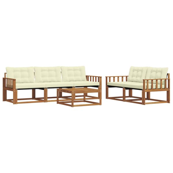 vidaXL Outdoor-Sofagarnitur mit Kissen 6 pcs Natur und Creme