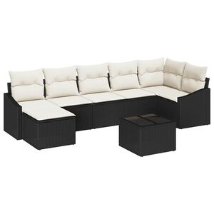 vidaXL Garten-Sofa-Set mit Kissen 8 pcs Braun und Creme Poly-Rattan