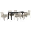 vidaXL Garten Essgruppe mit Kissen 7 pcs Hellgrau Poly-Rattan