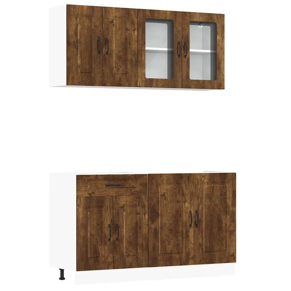 vidaXL 4-tlg. K&uuml;chenschrank-Set Kalmar R&auml;uchereiche Holzwerkstoff