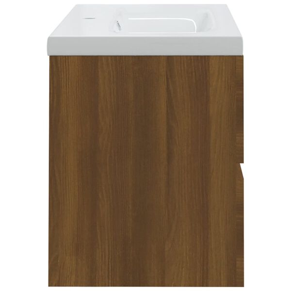 vidaXL Waschbeckenschrank mit Einbaubecken Braun Eiche Holzwerkstoff