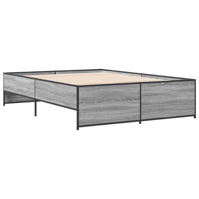 vidaXL Bettgestell Grau Sonoma 140x190 cm Holzwerkstoff und Metall