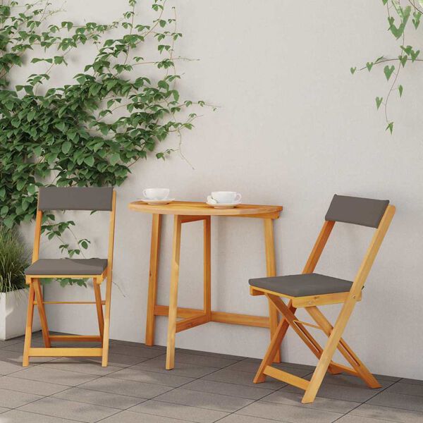 vidaXL Bistrogarnitur mit Kissen 3 pcs &Ouml;l-Natur Massivholz Akazie