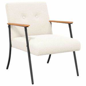 vidaXL Sessel Creme Lockiger woll&auml;hnlicher Stoff