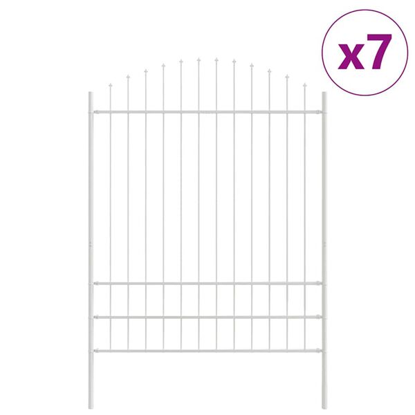vidaXL Gartenzaun 7 pcs Wei&szlig; 170 x 225 cm Pulverbeschichteter Stahl