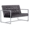vidaXL 2-Sitzer-Sofa mit Armlehnen Dunkelgrau Chrom und Samt